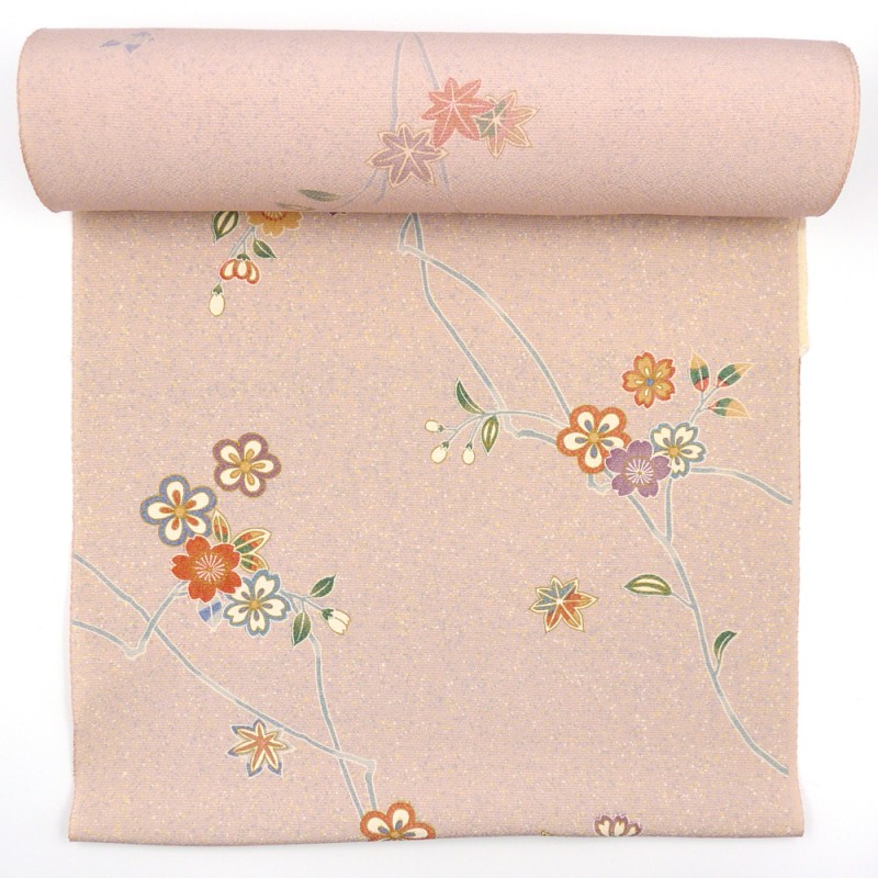 反物〉正絹小紋 淡ピンク 四季の草花 | 水引き細工 髪飾り 反物 和雑貨